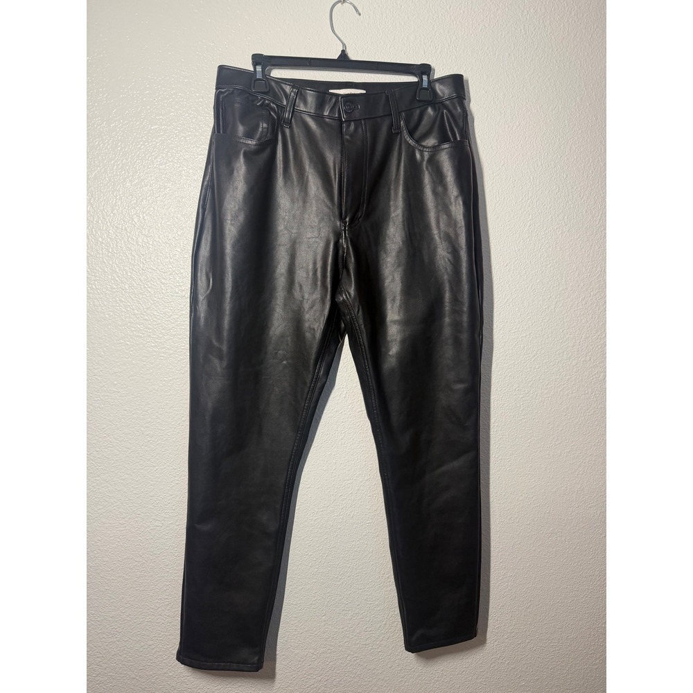 Abercrombie & Fitch Vegan Leather Skinny Pants Black High Rise Womens 32 14 Chic